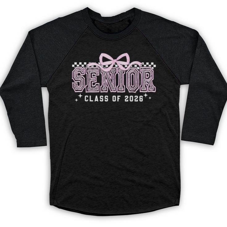 Senior 2026 Coquette Bow Class Of 2026 Graduation Graduate Baseball Raglan Shirt