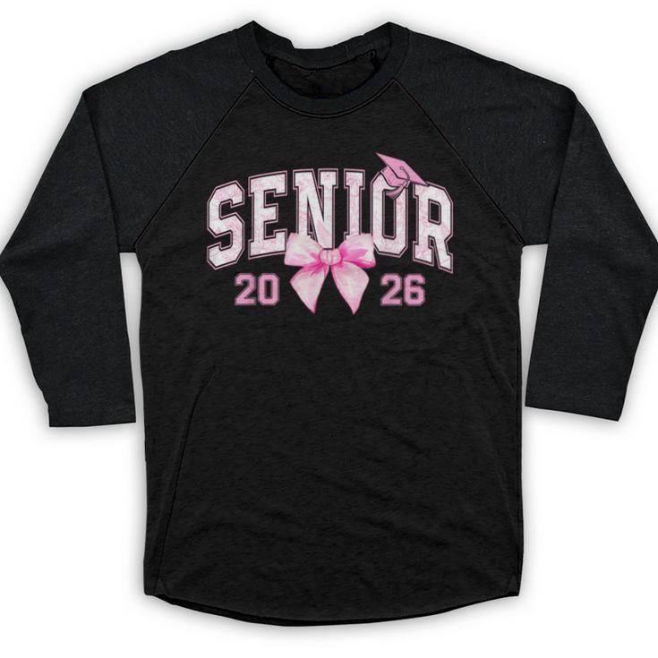 Senior 2026 Coquette Pink Bow Girls Class Of 2026 Graduation Baseball Raglan Shirt