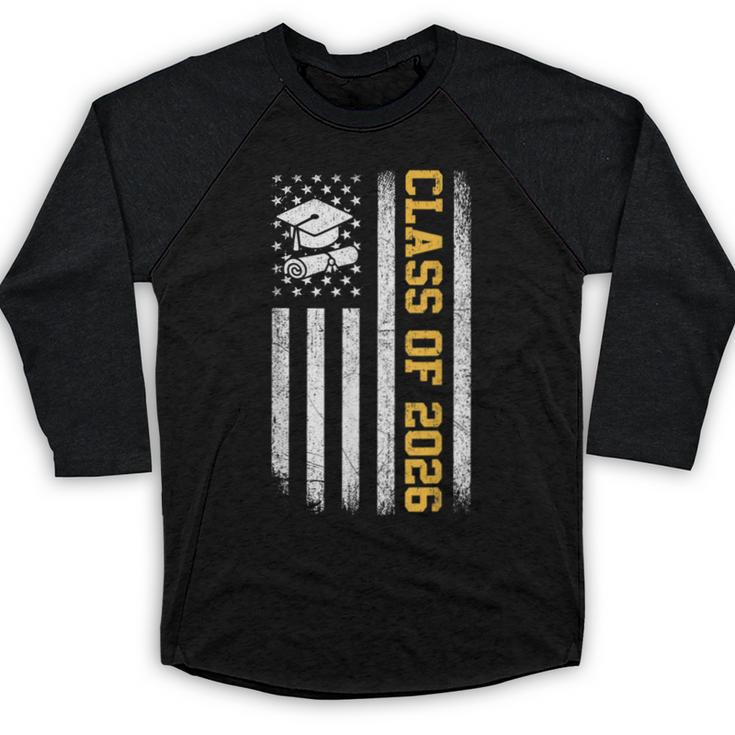 Senior 26 Class Of 2026 American Flag Graduation 2026 Baseball Raglan Shirt