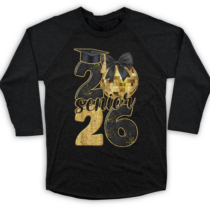 Senior Class Of 2026 Senior Girl Graduation Cap Coquette Bow Baseball Raglan Shirt