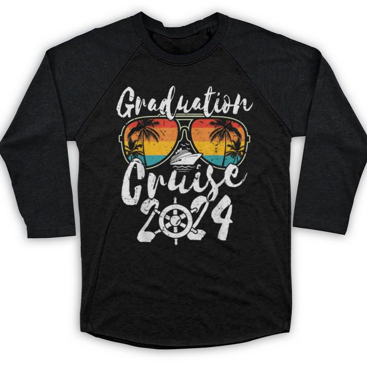 Senior Graduation Trip Cruise 2024 Retro Ship Party Cruise Baseball Raglan Shirt