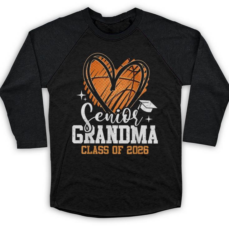 Senior Grandma Class Of 2026 Basketball Graduation Heart Baseball Raglan Shirt