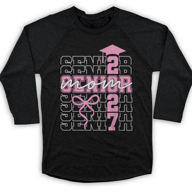 Senior Mom 2027 Class Of 2027 Coquette Bow Graduation 2027 Baseball Raglan Shirt