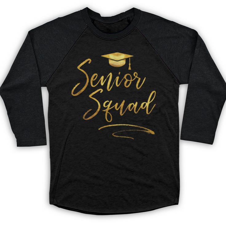 Senior Squad Graduation With Golden Cap Team Baseball Raglan Shirt