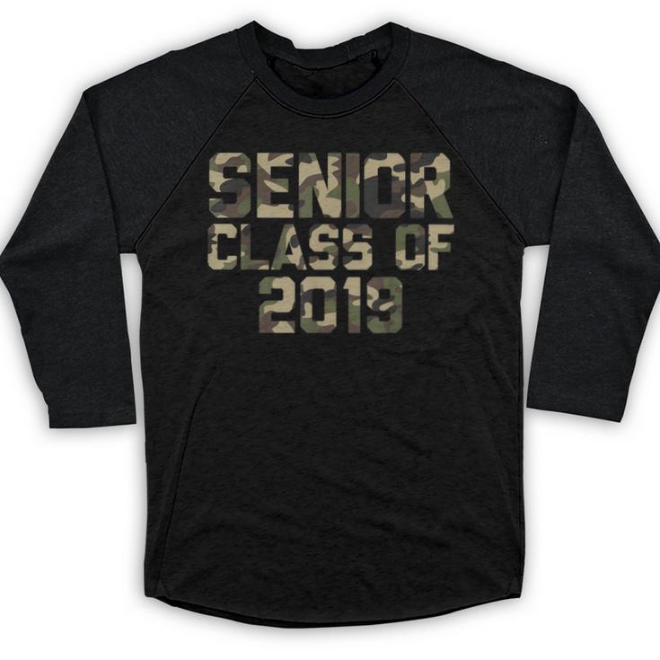 Seniors 2019 Class TShirt Camo Print T-Shirt Graduation Gift Baseball Raglan Shirt