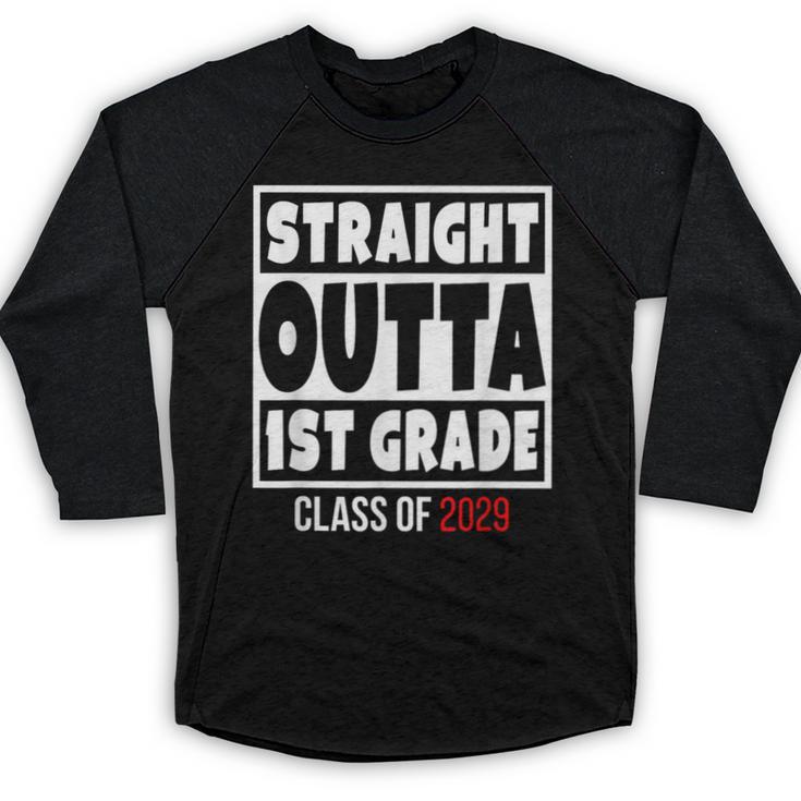 Straight Outta 1st Grade Class Of 2029 Shirt Graduation Baseball Raglan Shirt