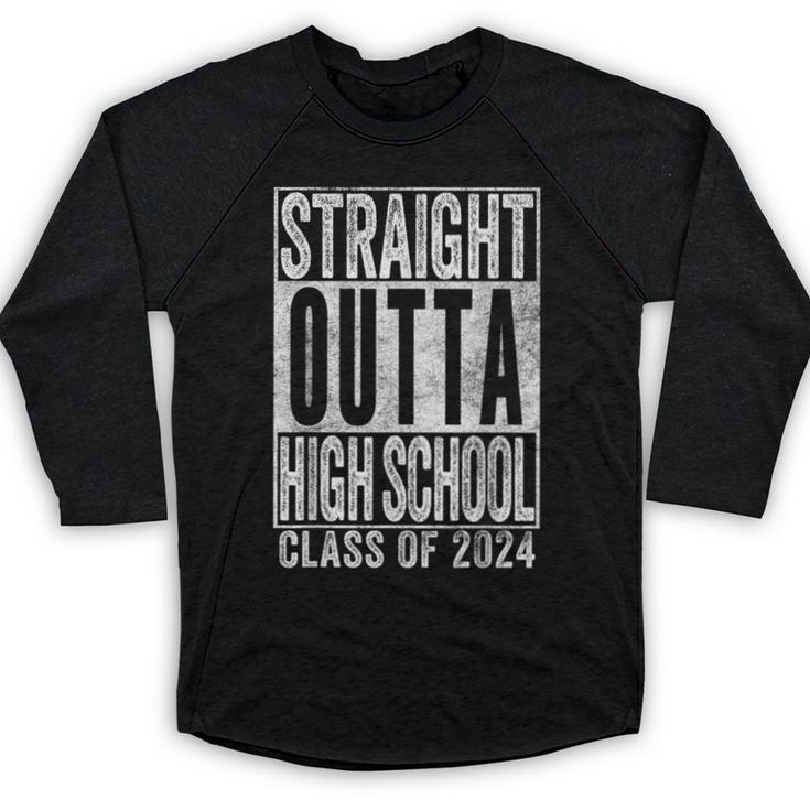 STRAIGHT OUTTA HIGH SCHOOL Graduation Class Of 2024 Senior Baseball Raglan Shirt