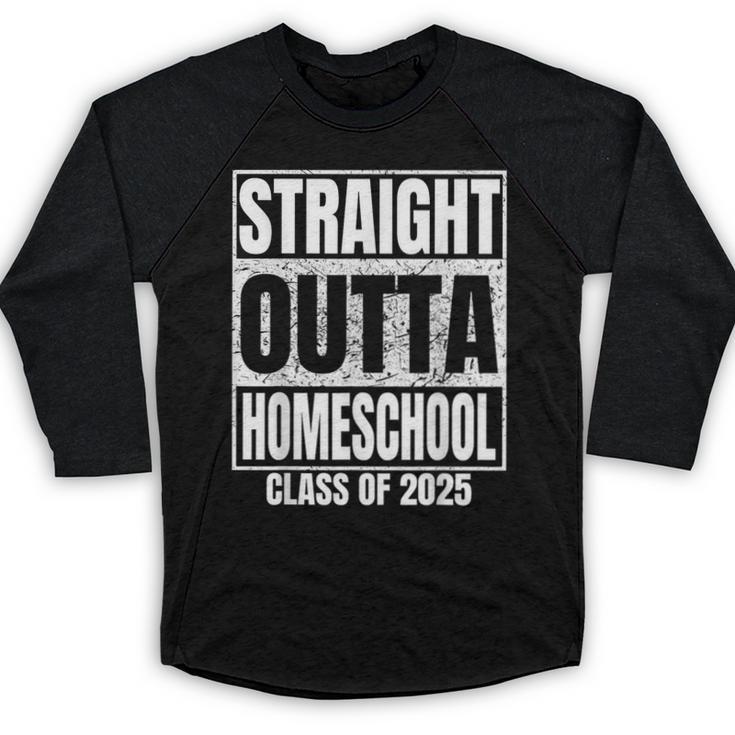 Straight Outta Homeschool Class 2025 Boys Kids Graduation Baseball Raglan Shirt