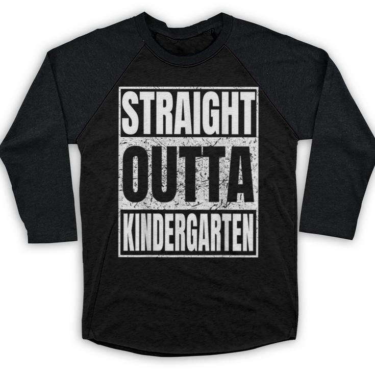 Straight Outta Kindergarten Graduation 2025 Kinder Baseball Raglan Shirt