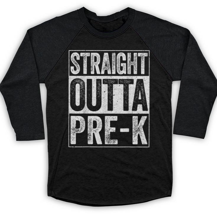 Straight Outta Pre-K Shirt Preschool Boy Girl Graduation Baseball Raglan Shirt