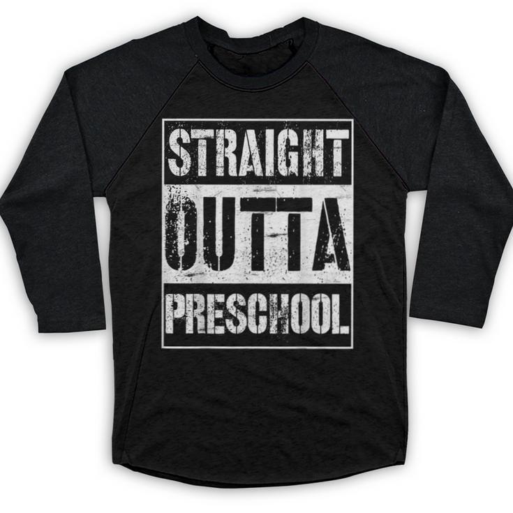 Straight Outta Preschool Shirt Great Pre-K Graduation Baseball Raglan Shirt