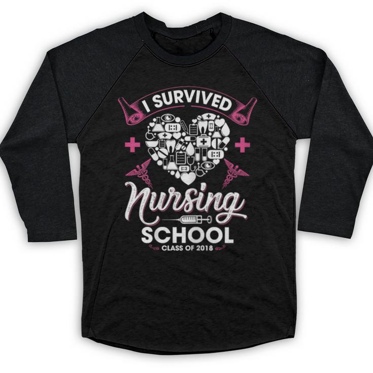 I Survived Nursing School Class Of 2018 Graduation T-Shirt Baseball Raglan Shirt