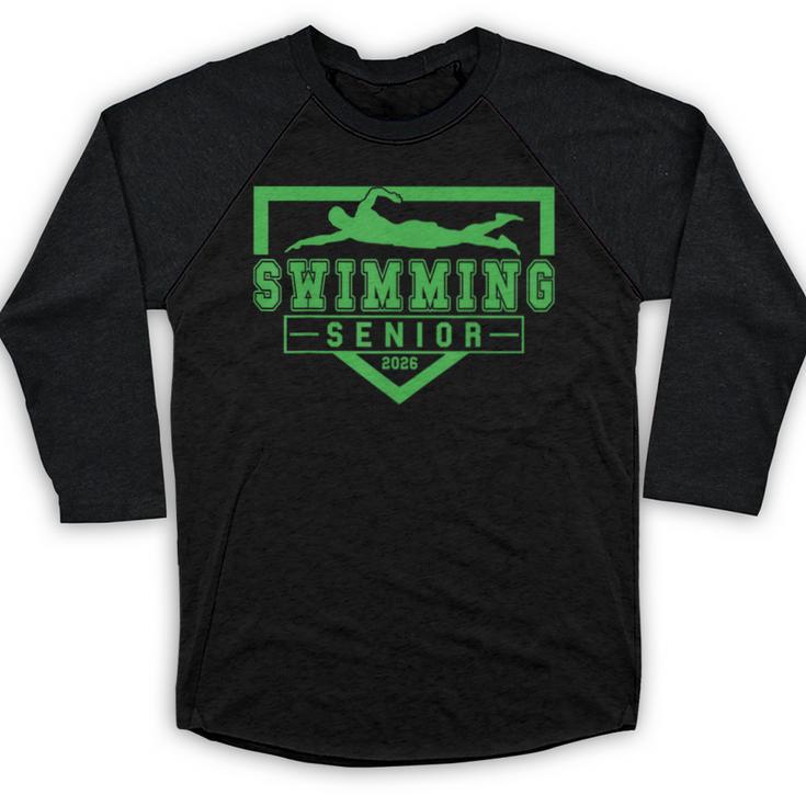 Swimming Senior Night Swim Senior 2026 Graduation 32 Baseball Raglan Shirt