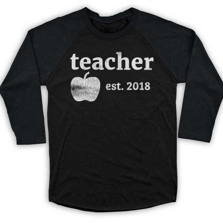 Teacher Est 2018 Vintage Graduation Baseball Raglan Shirt