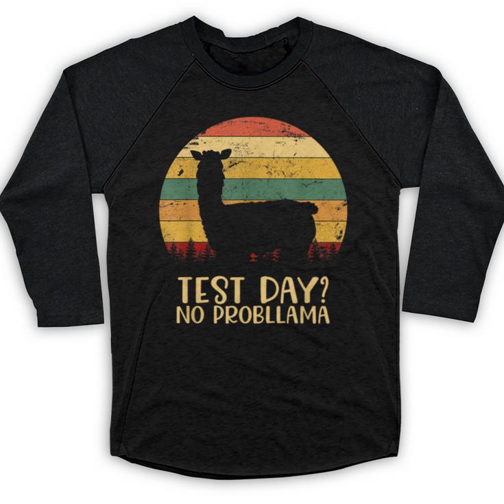 Test Day No Probllama Silhouette Teacher Student Graduation Baseball Raglan Shirt