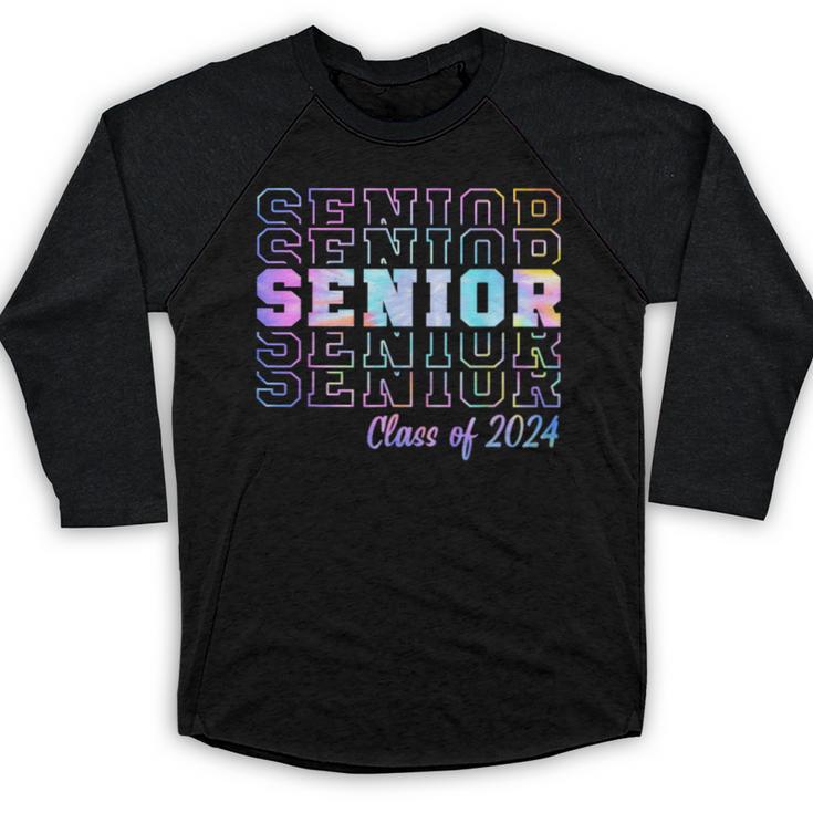 Tie Dye Senior 24 Class Of 2024 Seniors Graduation 24 Baseball Raglan Shirt