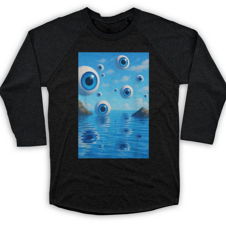 Trippy Weirdcore Frutiger Aero Surreal Eyeballs Y2K Baseball Raglan Shirt