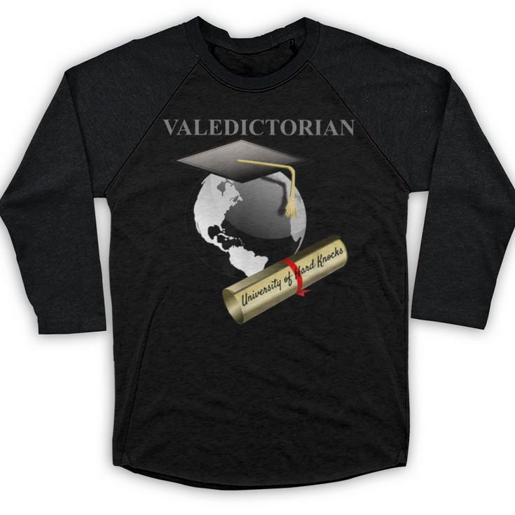 Valedictorian University Of Hard Knocks Graduation Tshirt Baseball Raglan Shirt