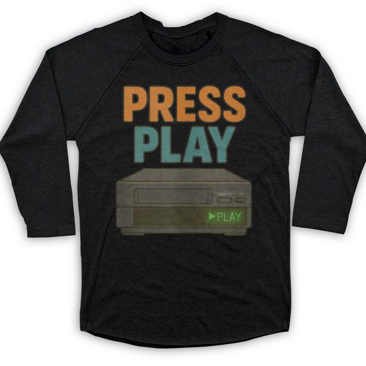 VHS Cassette Retro Analog Nostalgia Theme Baseball Raglan Shirt
