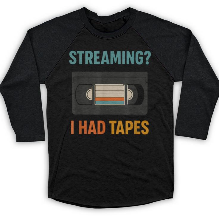 VHS Cassette Tape Retro 80s 90s Nostalgia Baseball Raglan Shirt