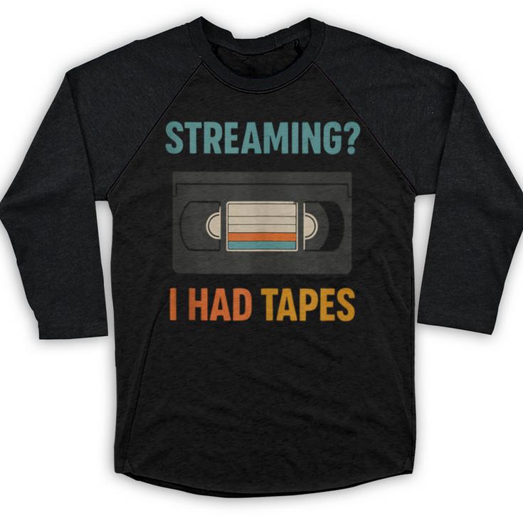VHS Cassette Tape Retro 80s 90s Nostalgia Baseball Raglan Shirt