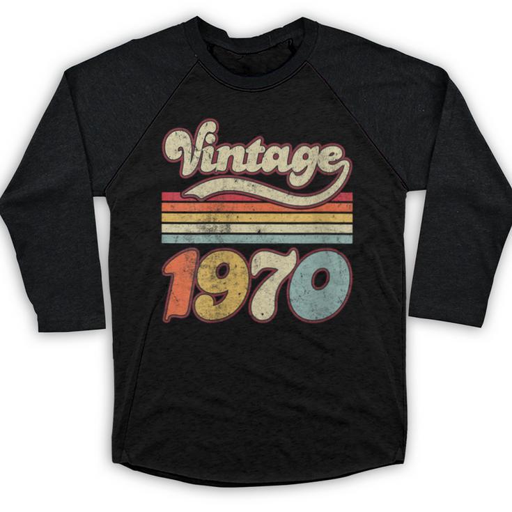 Vintage 1970 Birthday Retro Style 70's Born Nostalgia Outfit Baseball Raglan Shirt