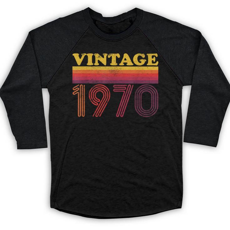 Vintage 1970 Retro Style 70's Born Nostalgia Vibes Birthday Baseball Raglan Shirt