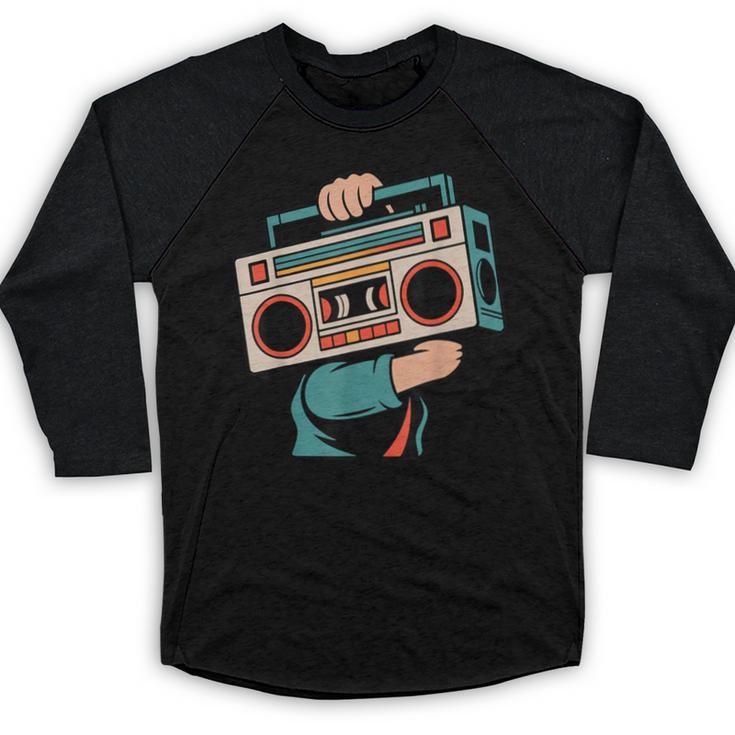 Vintage 80s 90s Retro Boombox Music Hip Hop Nostalgia Party Baseball Raglan Shirt