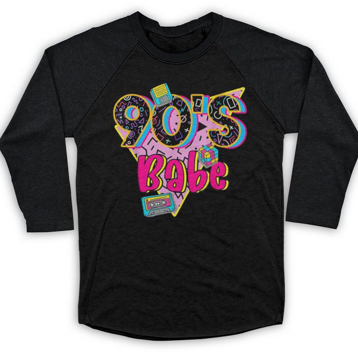 Vintage 90's Babe Party Back To 90s Cassette Nostalgia Baseball Raglan Shirt