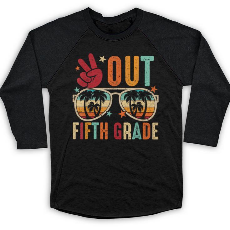 Vintage Peace Out 5th Grade Graduation Last Day Of School Baseball Raglan Shirt