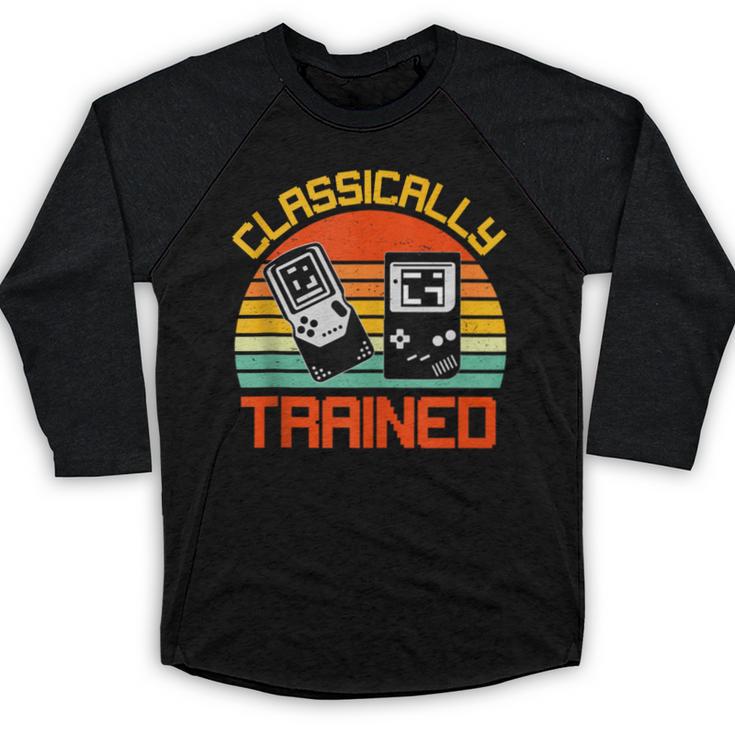 Vintage Retro Classically Trained Video Game 90s Nostalgia Baseball Raglan Shirt