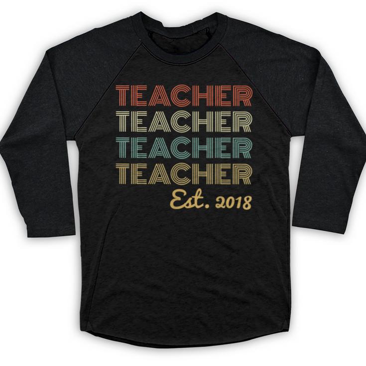 Vintage Teacher Established 2018 Graduation Men Baseball Raglan Shirt
