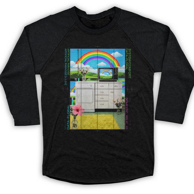 Women's Frutiger Aero Aesthetic Rainbow Glitch Art Baseball Raglan Shirt
