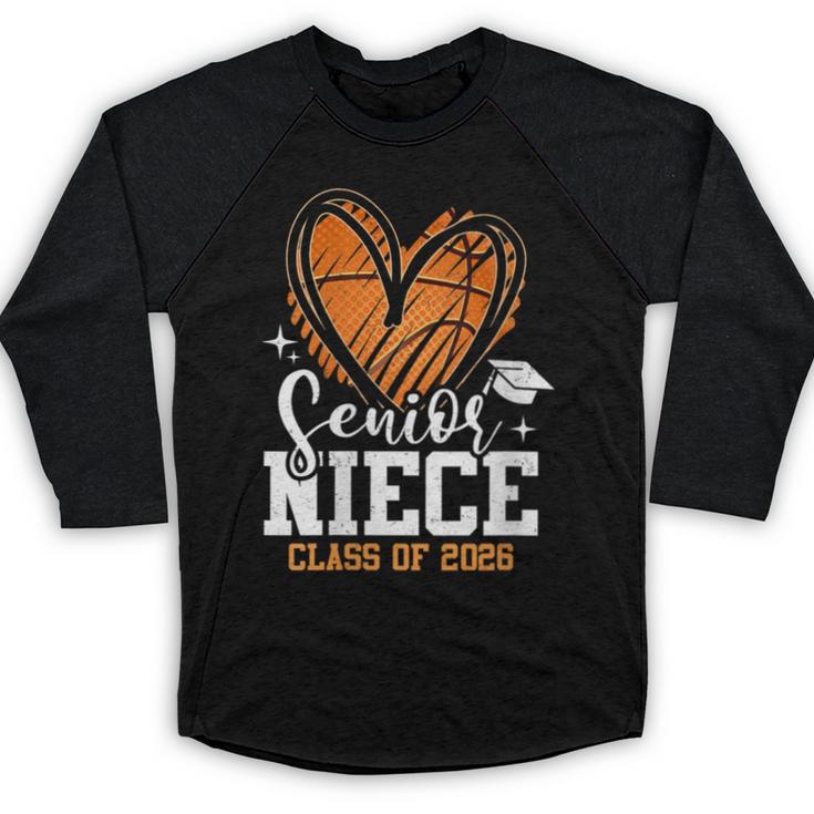 Women's Senior Niece Class Of 2026 Basketball Graduation Heart Baseball Raglan Shirt