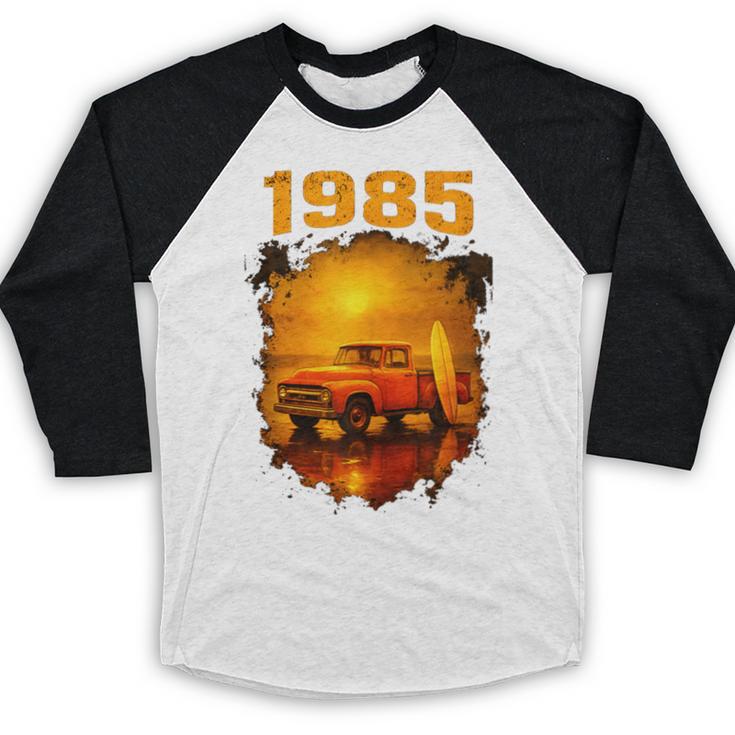1985 Vintage Sunset Surf Truck Retro Beach Nostalgia Baseball Raglan Shirt