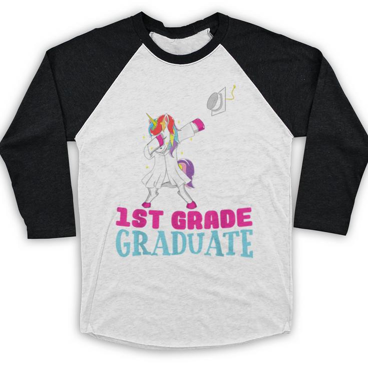 1st Grade Graduation Dabbing Unicorn Lover T-Shirt Kids Baseball Raglan Shirt