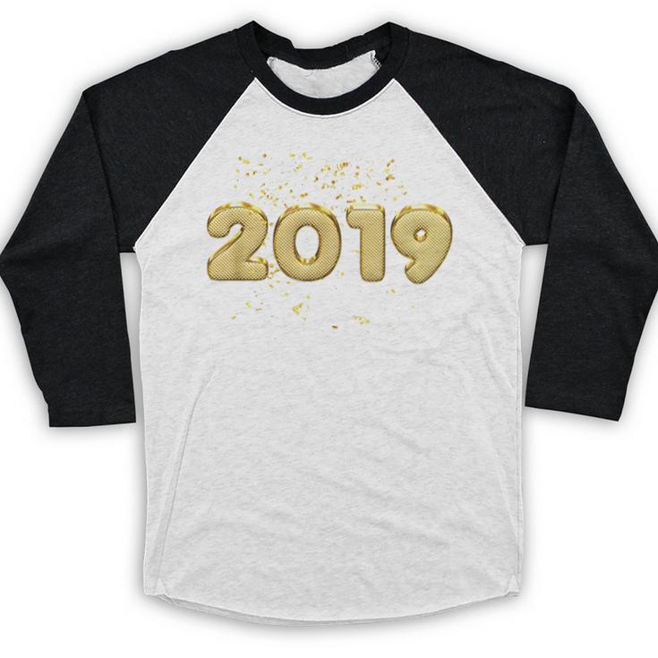 2019 Gold Confetti GraduationShirt High School College Baseball Raglan Shirt