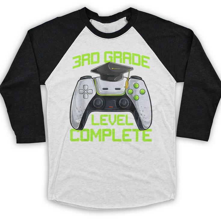 3rd Grade Level Complete Gamer Class Of 2026 Graduation Baseball Raglan Shirt