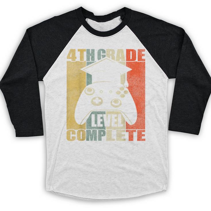 4th Grade Level Complete Gamer Class Of 2023 Graduation Baseball Raglan Shirt