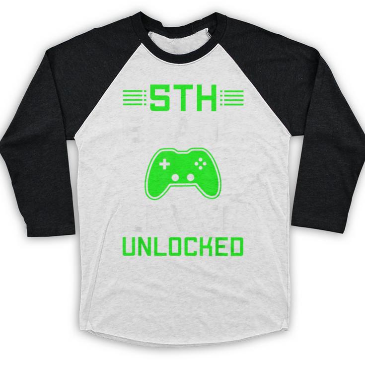 5th Grade Level Unlocked Back To School Gamer Graduation Baseball Raglan Shirt