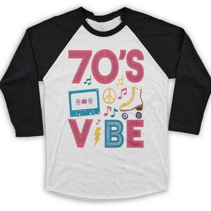 70s Retro Style Roller Skate Cassette Music Nostalgia Baseball Raglan Shirt