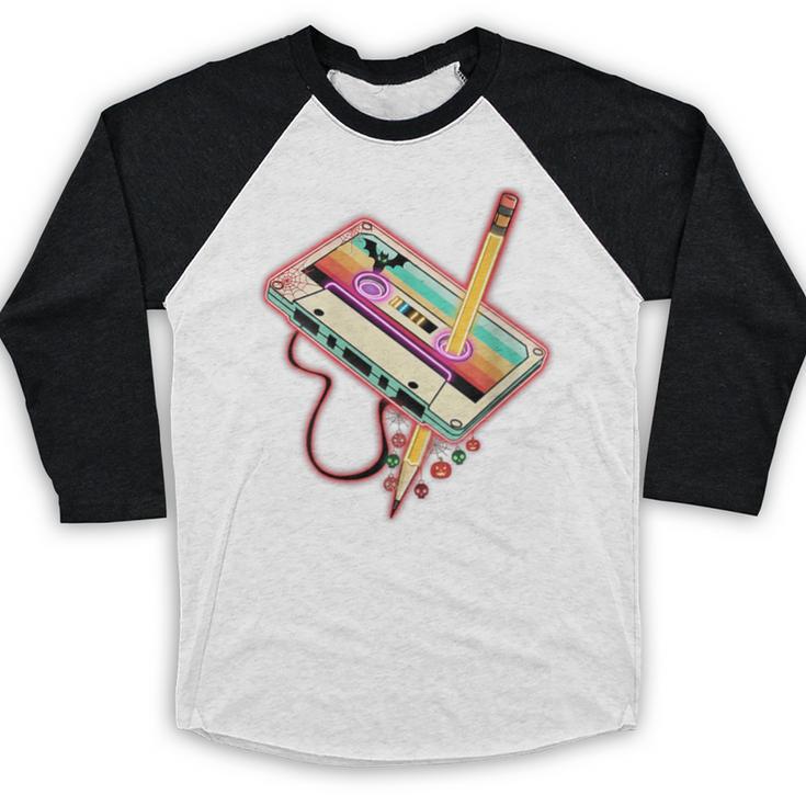80s 90s Retro Halloween's Party Costume Nostalgia Cassette Baseball Raglan Shirt