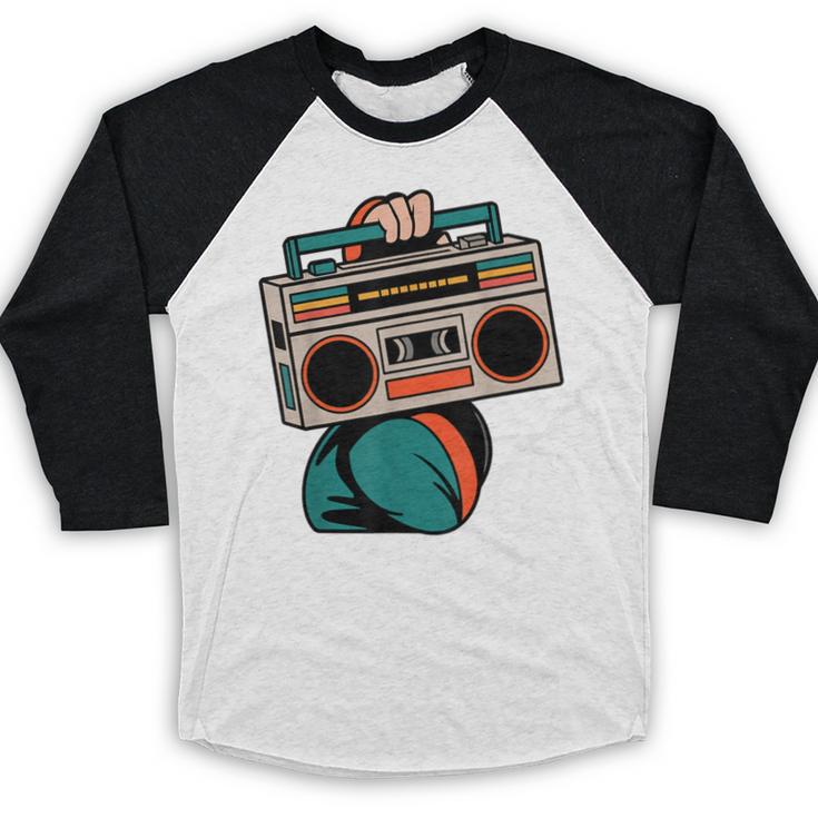 80s 90s Retro Party Costume Nostalgia Boombox Music Hip Hop Baseball Raglan Shirt