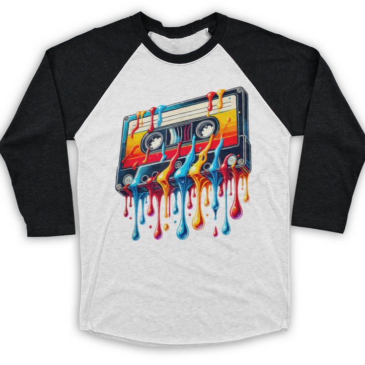 80s 90s Retro Party Costume Nostalgia Cassette Baseball Raglan Shirt