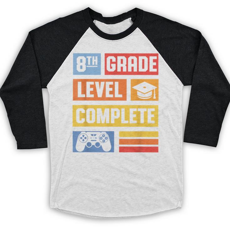 8th Grade Graduation Shirt 2024 Gamer Level Eighth Birthday Baseball Raglan Shirt