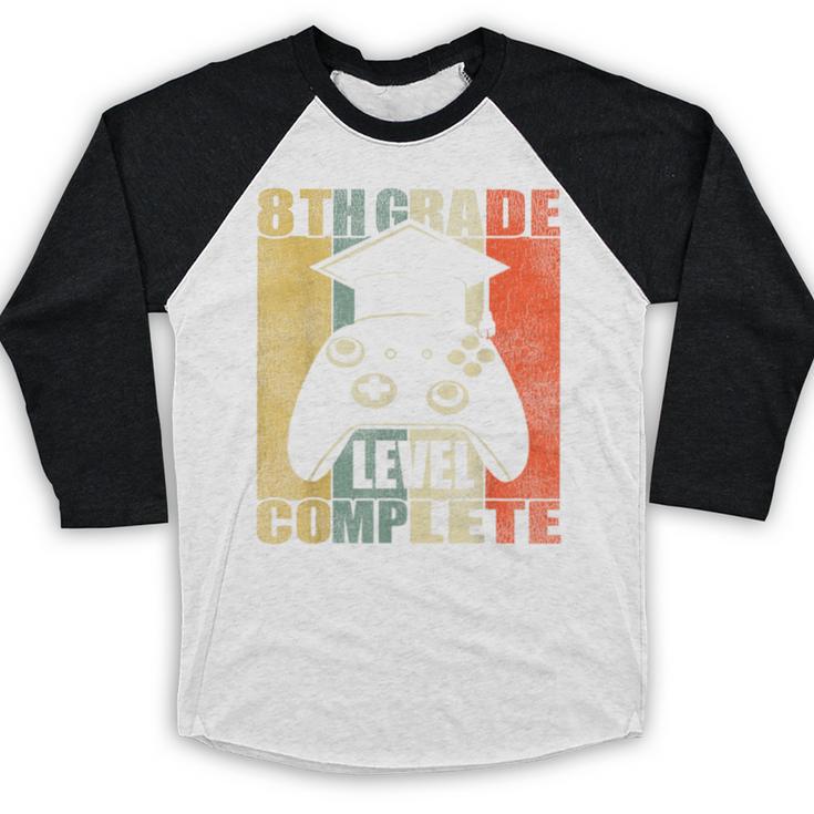 8th Grade Level Complete Gamer Class Of 2024 Graduation Baseball Raglan Shirt