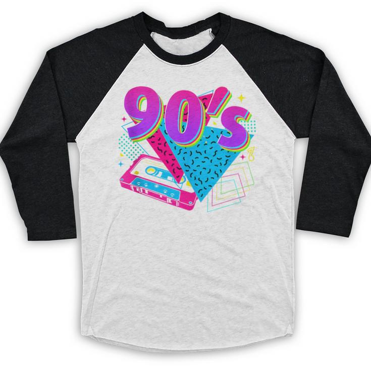 90's Vibe Retro Style Cassette Tape Nostalgia 1990s Party Baseball Raglan Shirt
