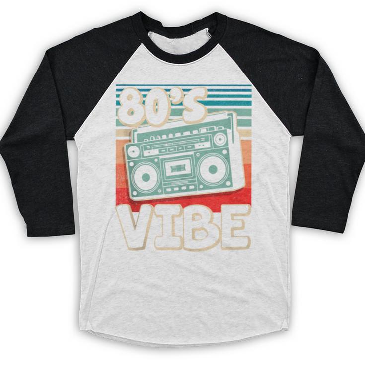90's Vibe Vintage Style Cassette Tape Nostalgia 1990s Party Baseball Raglan Shirt