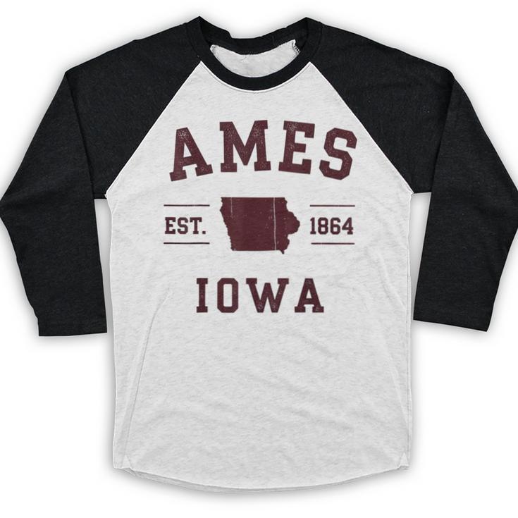 Ames Iowa Est 1864 Nostalgia Baseball Raglan Shirt