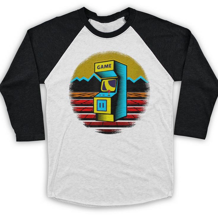 Arcade Game Machine Nostalgia Retro Gamer 80s 90s Baseball Raglan Shirt